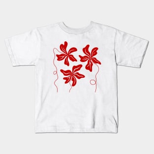 Funky Red on Pink Plants illustration. Abstract Matisse Style art Kids T-Shirt